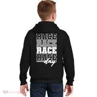 Race Day Checkered Flag Racing Fan Front And Back Kids Hoodie thumb 1