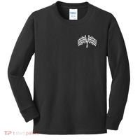 Race Day Checkered Flag Racing Fan Front And Back Kids Long Sleeve Shirt thumb 0