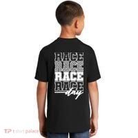 Race Day Checkered Flag Racing Fan Front And Back Kids T-Shirt thumb 1