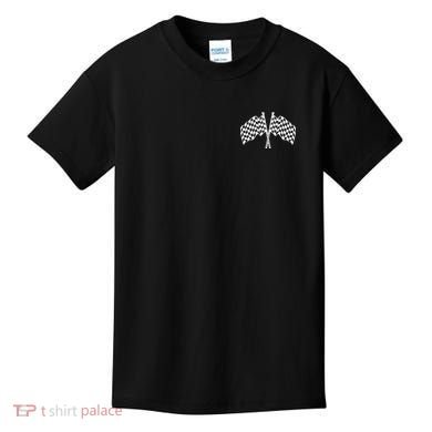 Race Day Checkered Flag Racing Fan Front And Back Kids T-Shirt