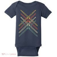 Retro Drumsticks Drummer Gifts Drums Baby Bodysuit thumb 0