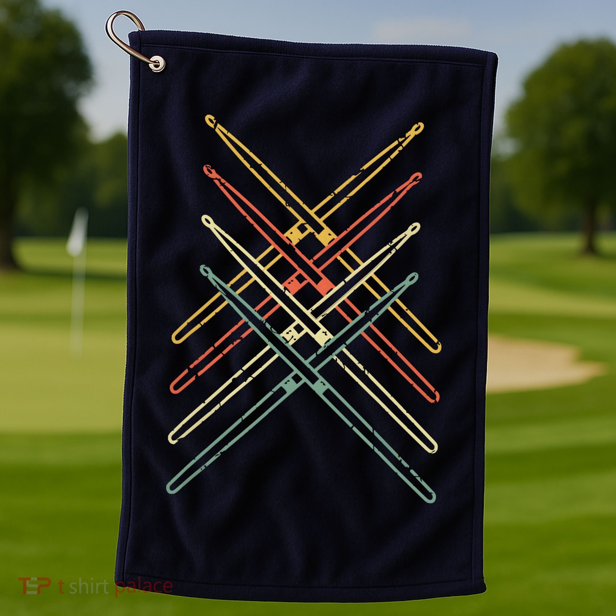 Retro Drumsticks Drummer Gifts Drums Golf Towel