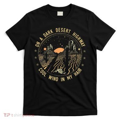 Retro Dark Desert Highway Adventure Camping T-Shirt