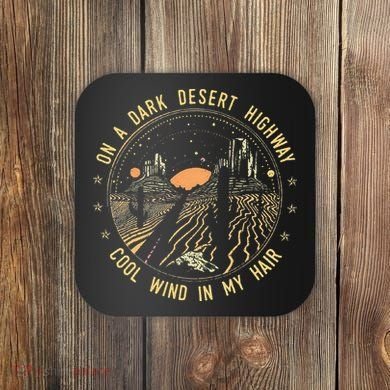Retro Dark Desert Highway Adventure Camping Coaster
