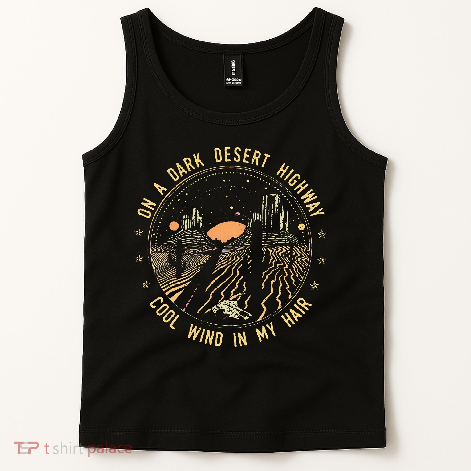Retro Dark Desert Highway Adventure Camping Tank Top