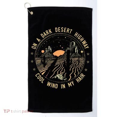 Retro Dark Desert Highway Adventure Camping Golf Towel