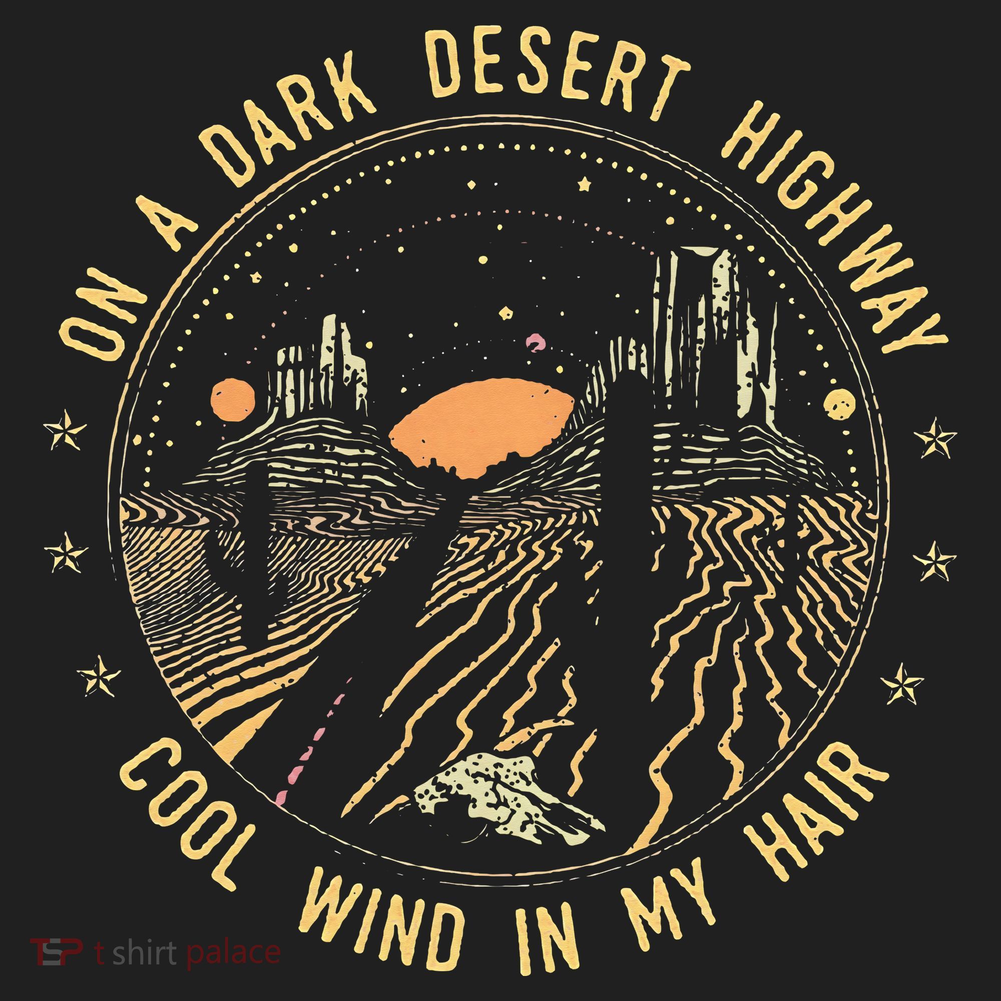 Retro Dark Desert Highway Adventure Camping Golf Towel
