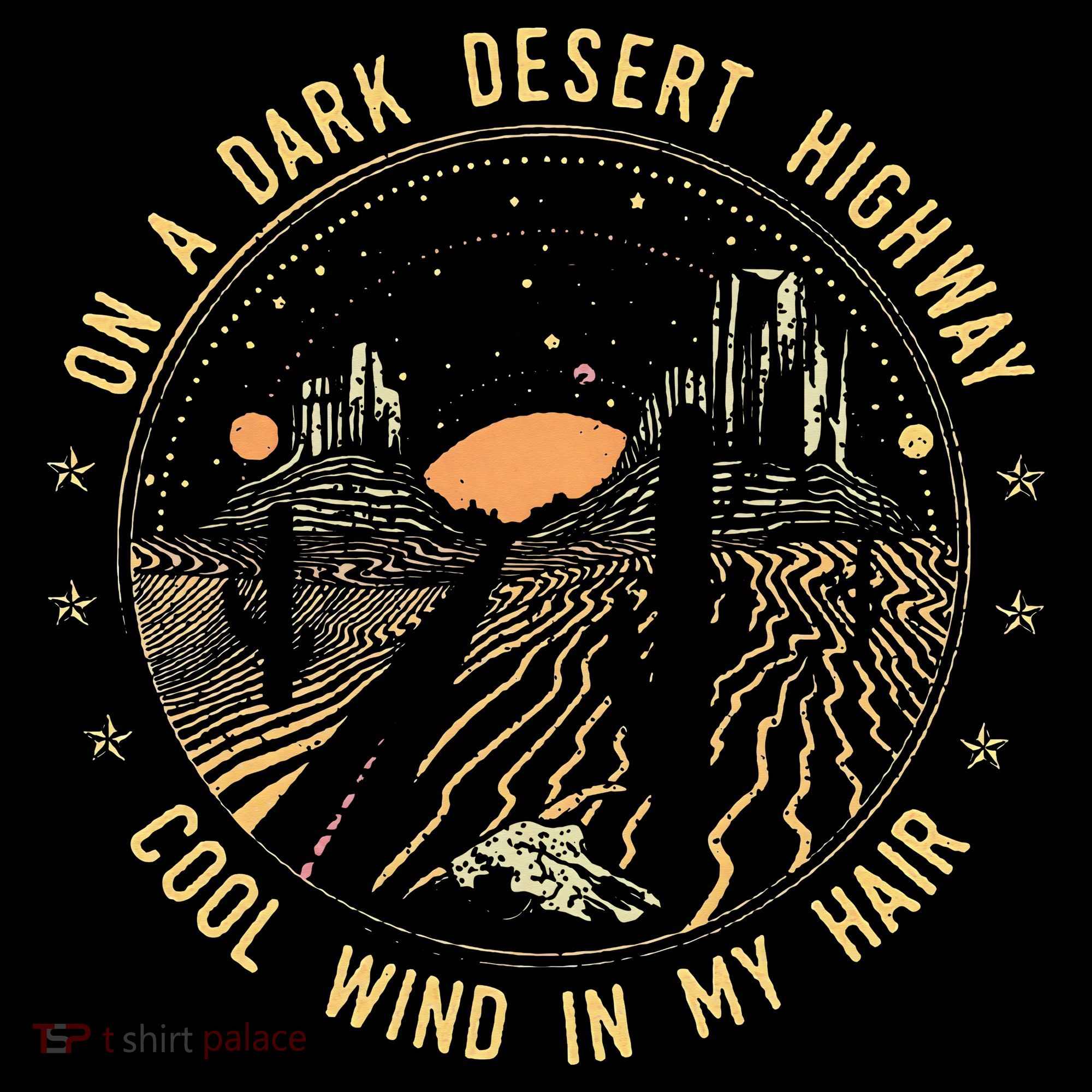 Retro Dark Desert Highway Adventure Camping Women's T-Shirt