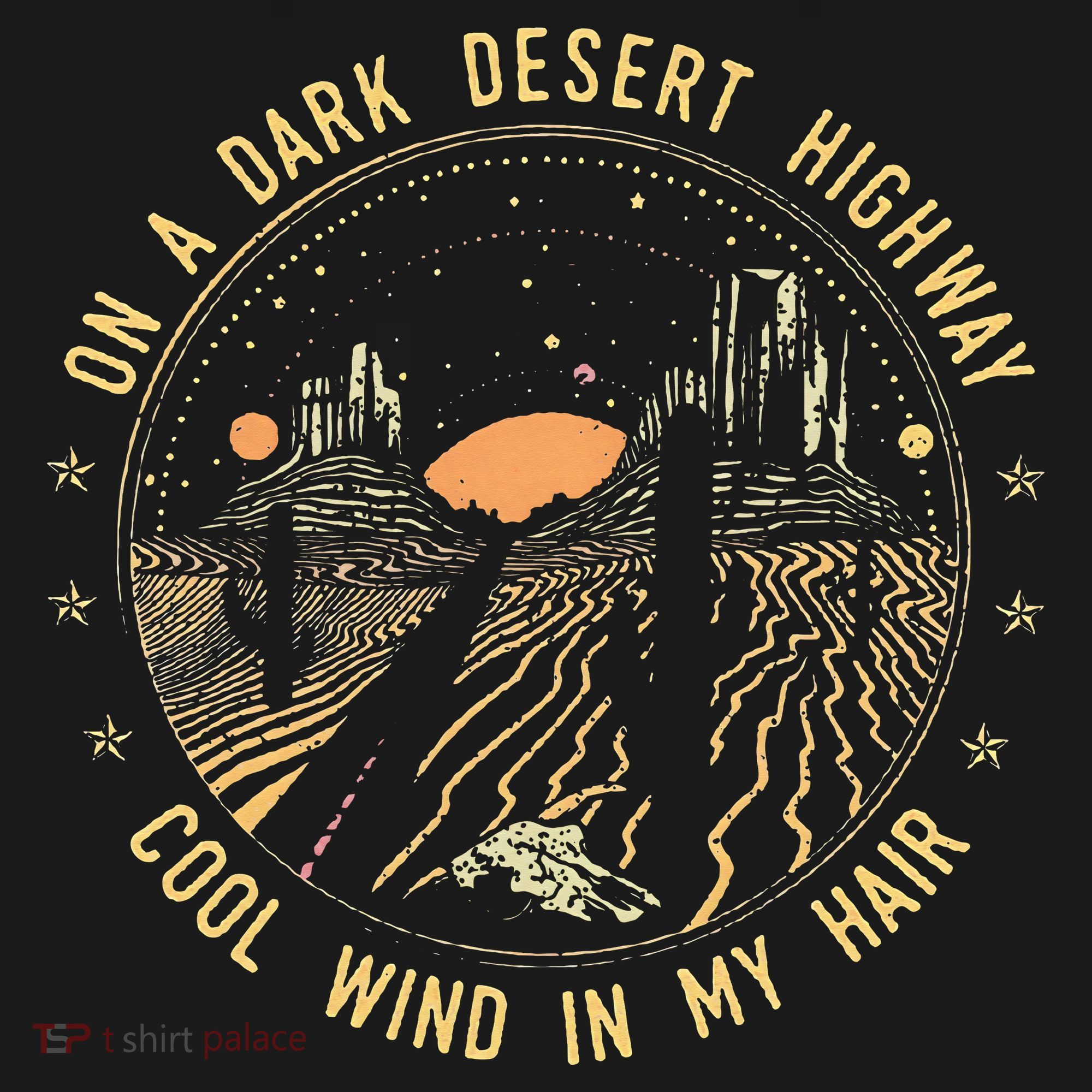 Retro Dark Desert Highway Adventure Camping Kids Long Sleeve Shirt