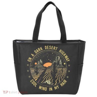 Retro Dark Desert Highway Adventure Camping Tote Bag