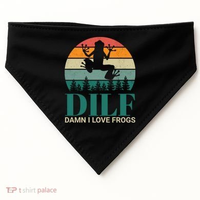 Retro Dilf Damn I Love Frogs USA-Made Doggie Bandana