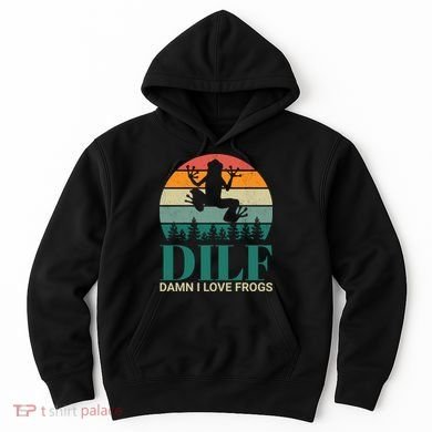 Retro Dilf Damn I Love Frogs Hoodie
