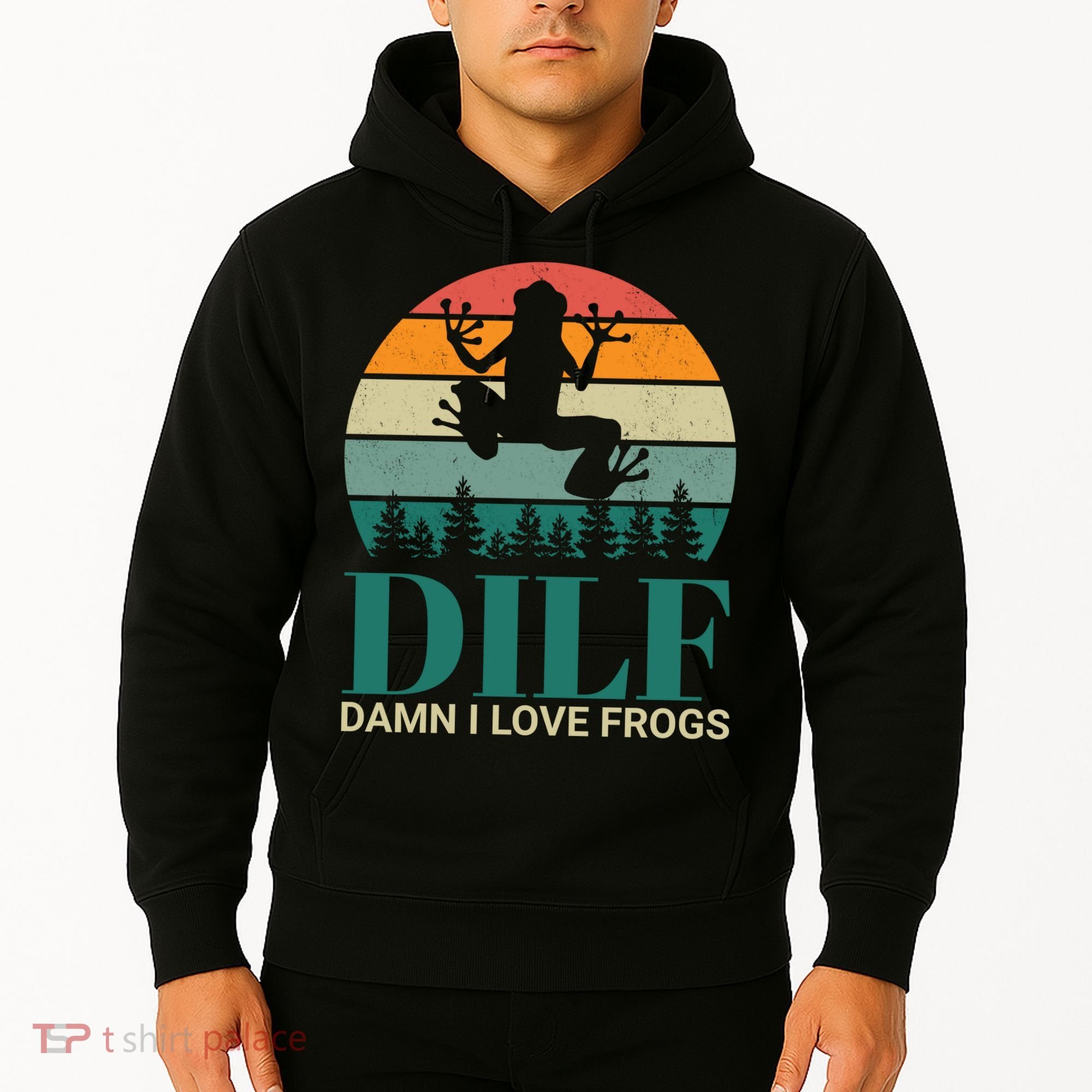 Retro Dilf Damn I Love Frogs Hoodie