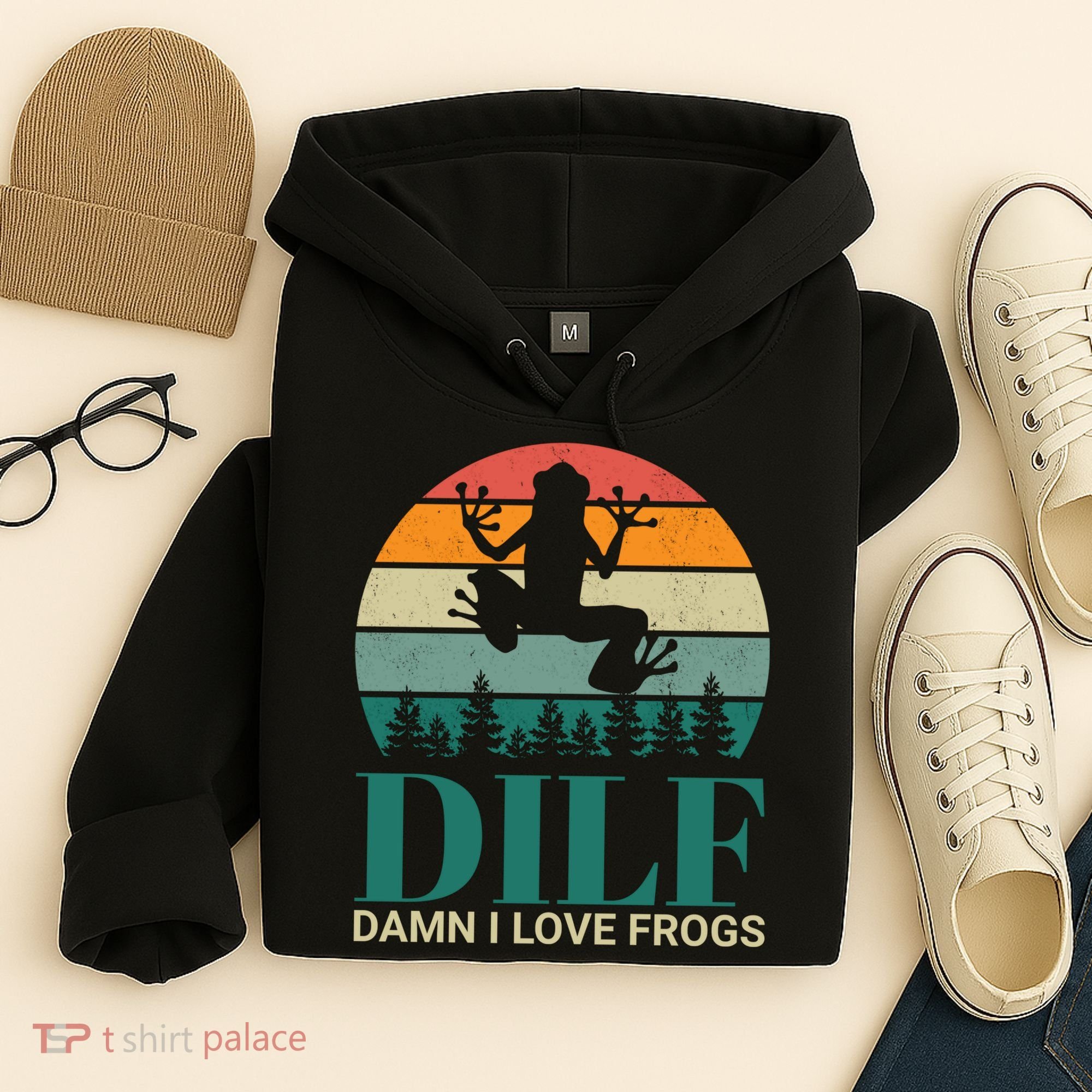 Retro Dilf Damn I Love Frogs Hoodie