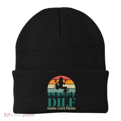 Retro Dilf Damn I Love Frogs Beanie