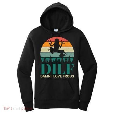 Retro Dilf Damn I Love Frogs Women's Hoodie