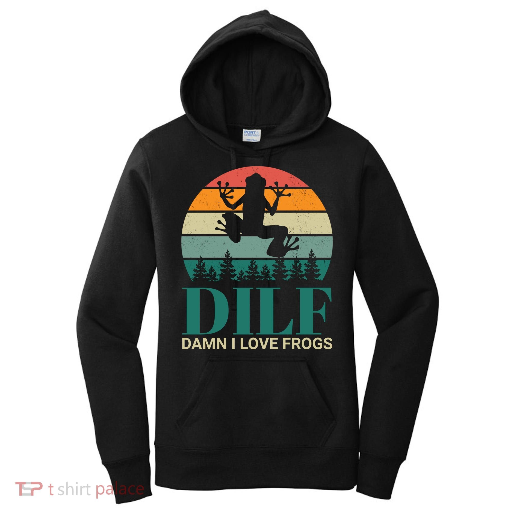 Retro Dilf Damn I Love Frogs Women's Hoodie