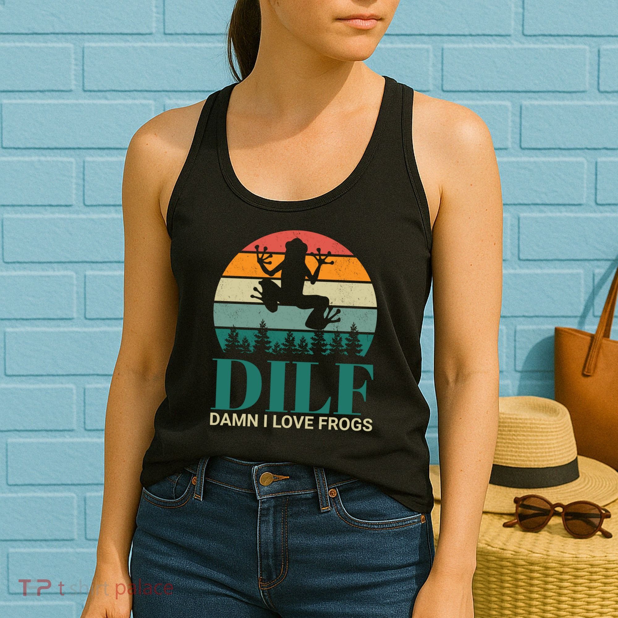 Retro Dilf Damn I Love Frogs Women's Tank Top