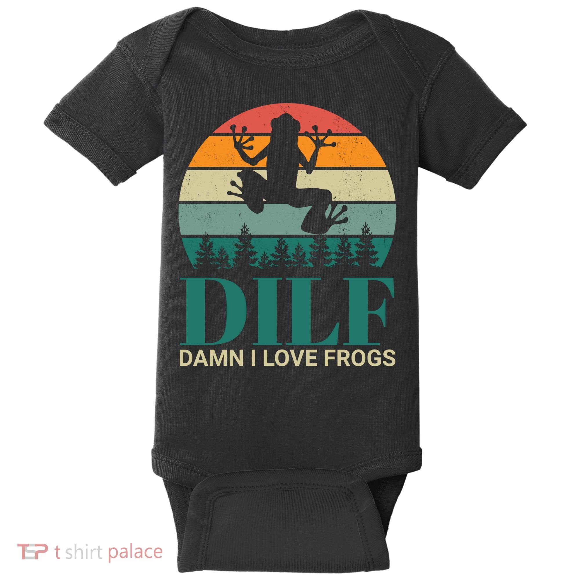 Retro Dilf Damn I Love Frogs Baby Bodysuit