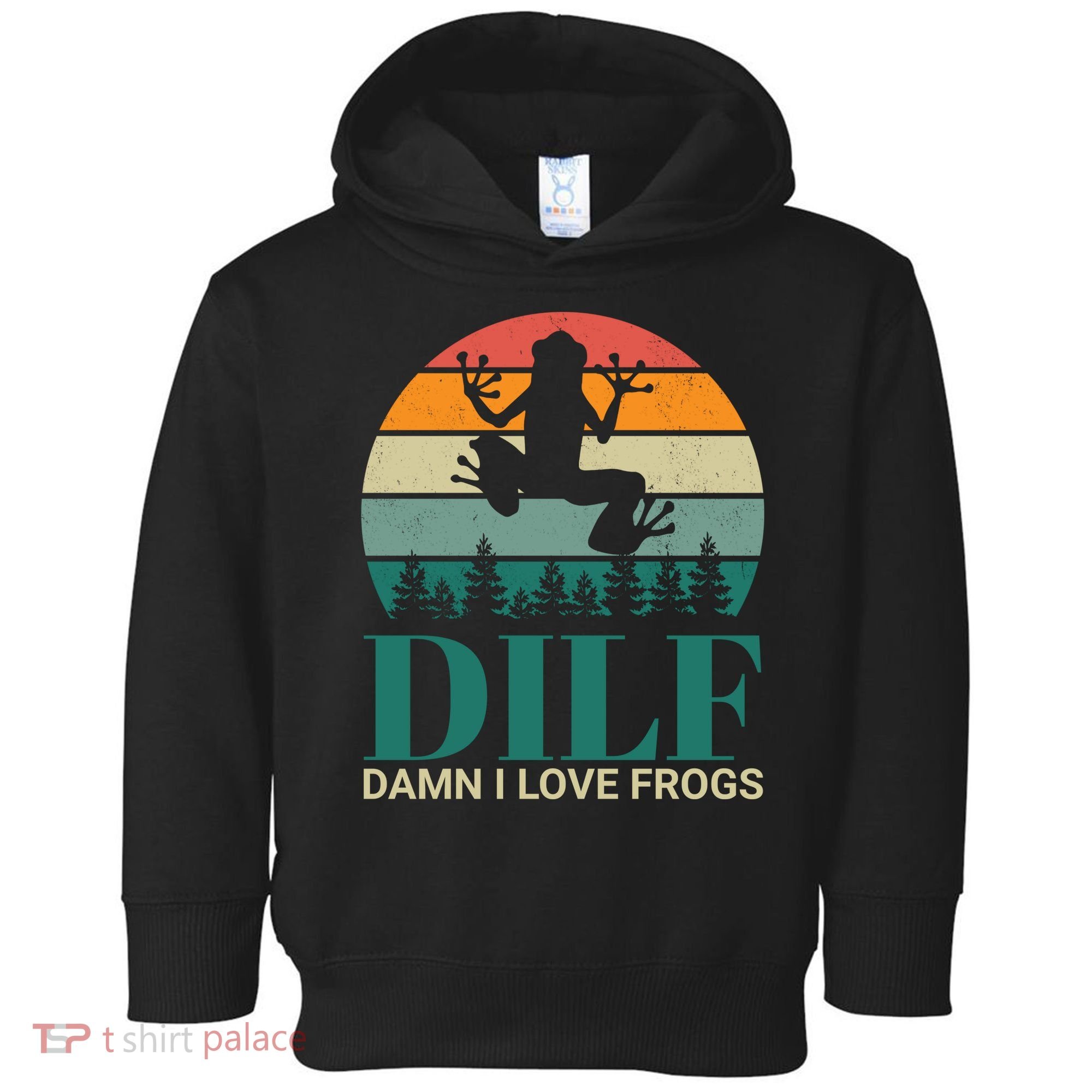 Retro Dilf Damn I Love Frogs Toddler Hoodie
