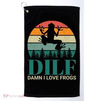 Retro Dilf Damn I Love Frogs Golf Towel