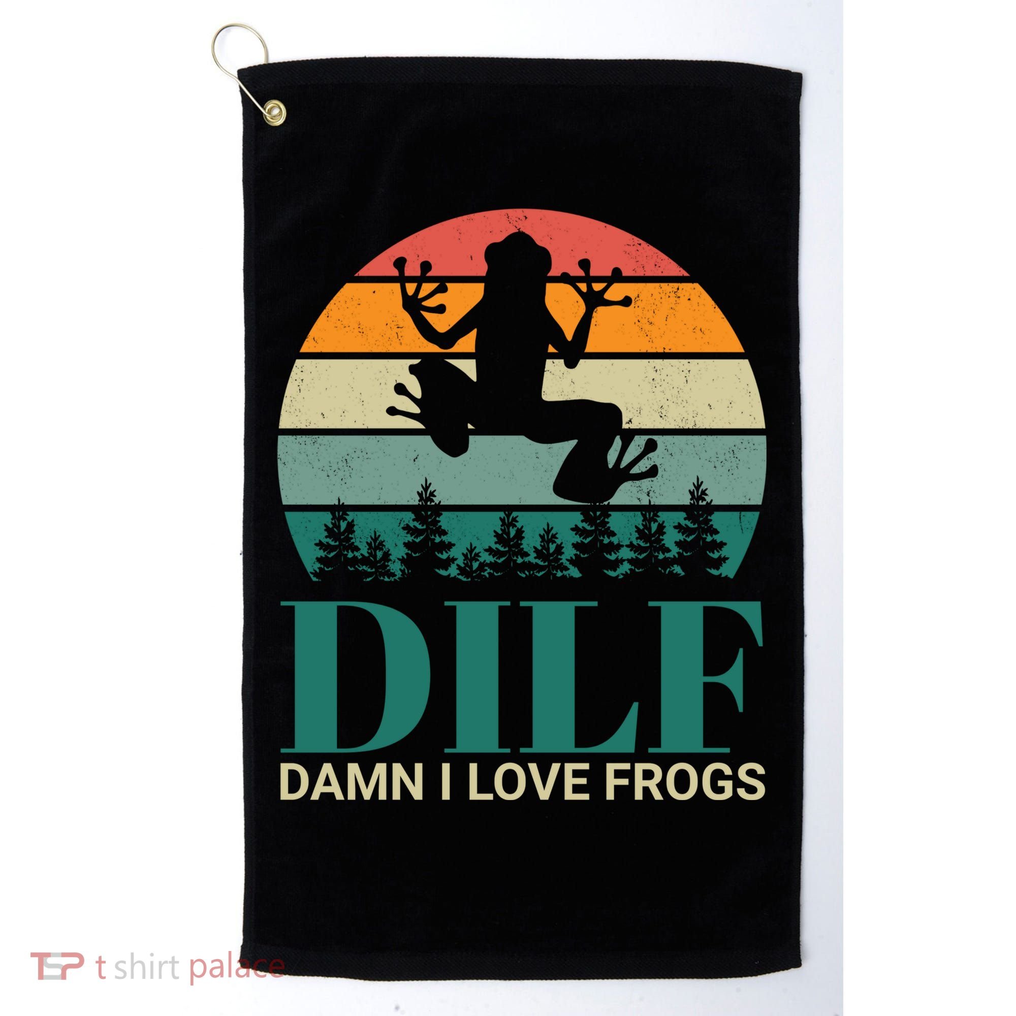 Retro Dilf Damn I Love Frogs Golf Towel