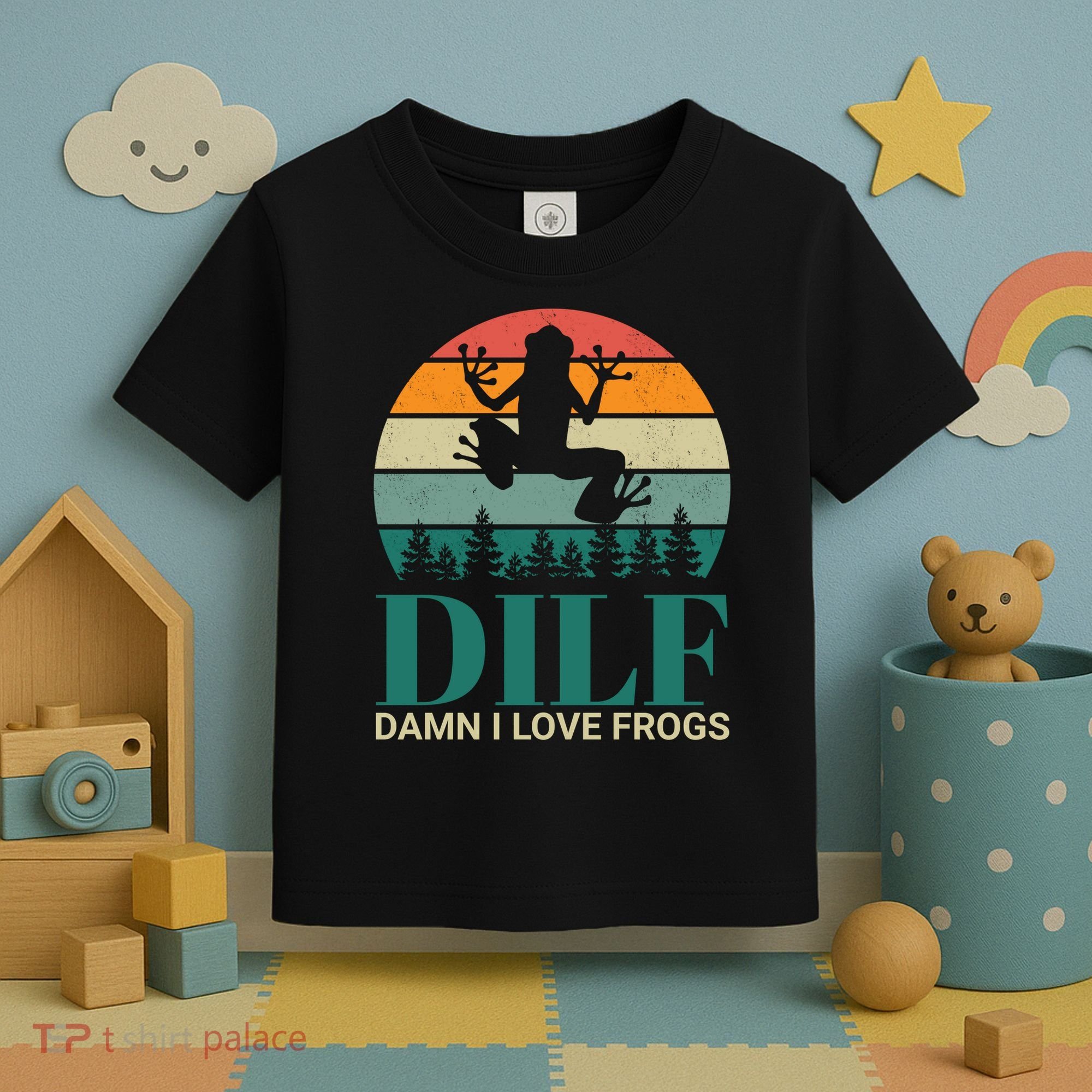 Retro Dilf Damn I Love Frogs Toddler T-Shirt
