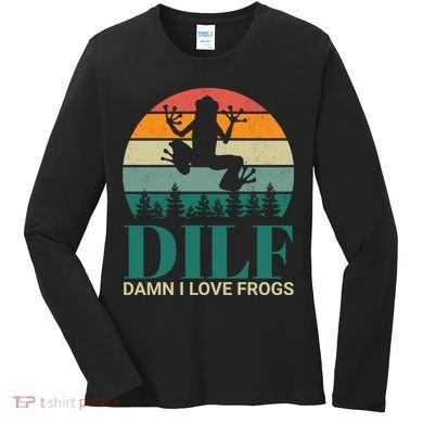 Retro Dilf Damn I Love Frogs Women's Long Sleeve Shirt