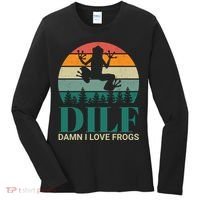 Retro Dilf Damn I Love Frogs Women's Long Sleeve Shirt thumb 0