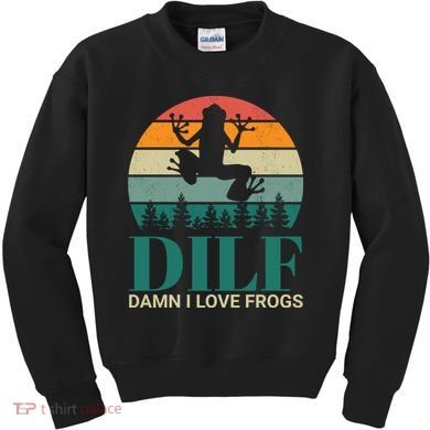 Retro Dilf Damn I Love Frogs Kids Sweatshirt