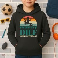 Retro Dilf Damn I Love Frogs Kids Hoodie thumb 2