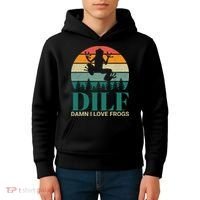 Retro Dilf Damn I Love Frogs Kids Hoodie thumb 4