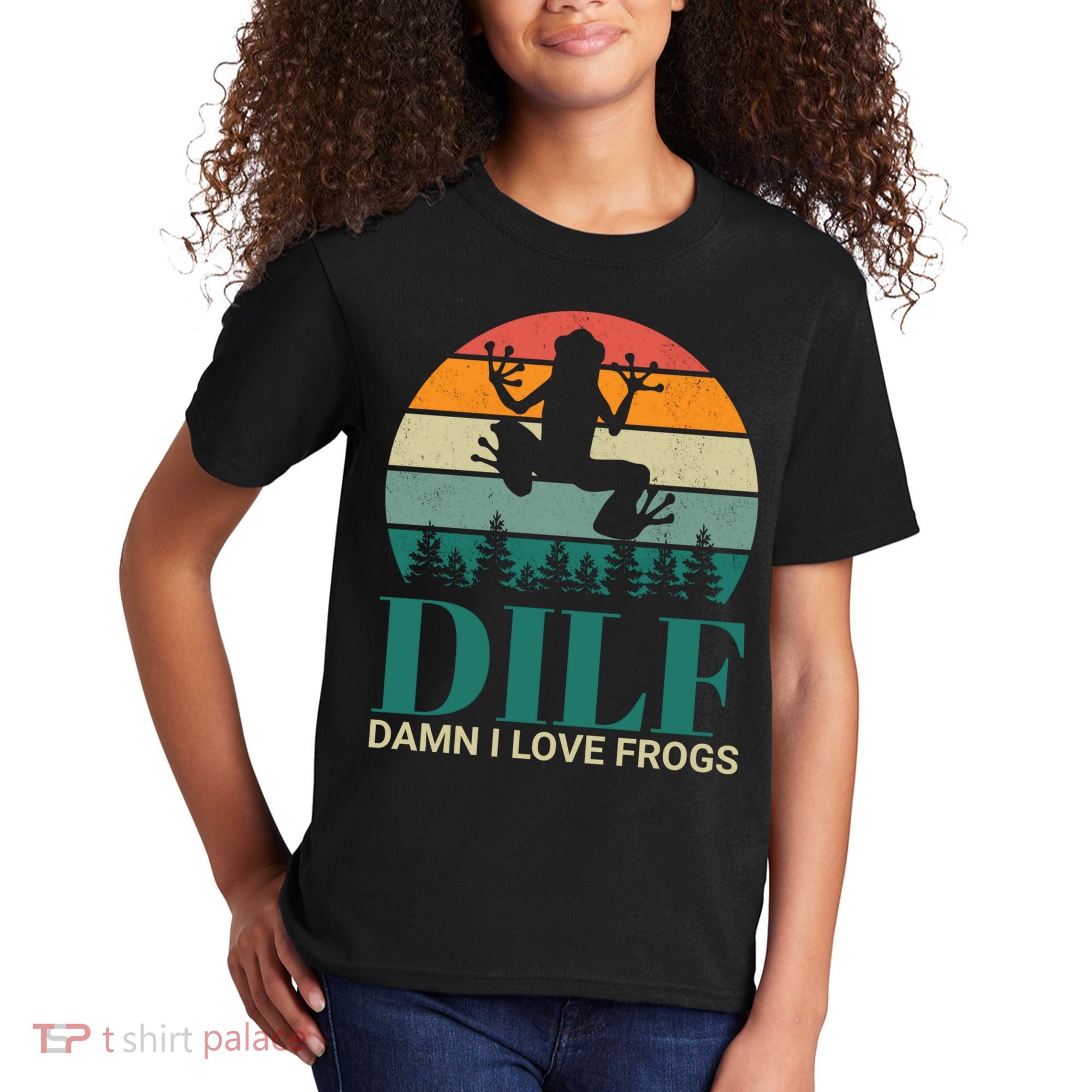 Retro Dilf Damn I Love Frogs Kids T-Shirt
