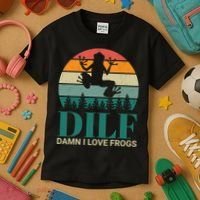 Retro Dilf Damn I Love Frogs Kids T-Shirt thumb 3