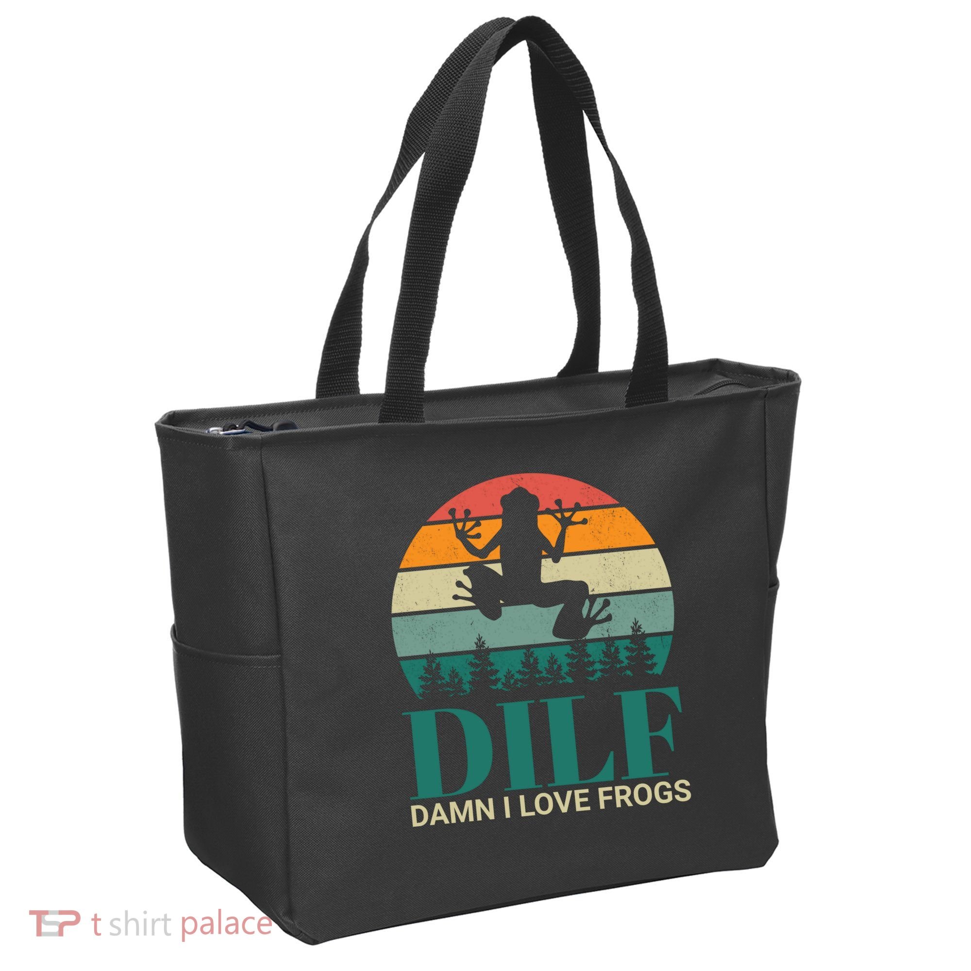 Retro Dilf Damn I Love Frogs Tote Bag