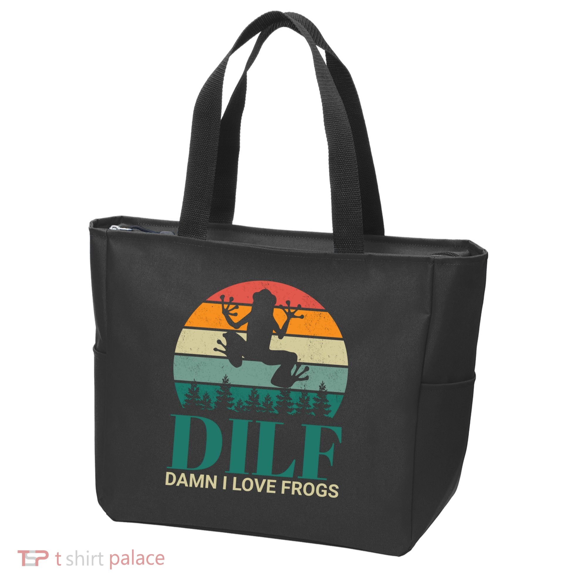 Retro Dilf Damn I Love Frogs Tote Bag