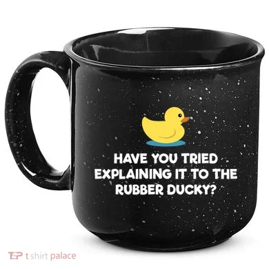 Rubber Duck Debugging Funny Explaining Programmer Coder Gift 15oz Campfire Ceramic Mug