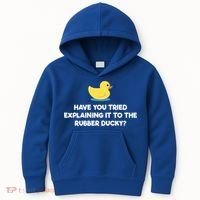 Rubber Duck Debugging Funny Explaining Programmer Coder Gift Kids Hoodie thumb 0
