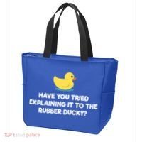 Rubber Duck Debugging Funny Explaining Programmer Coder Gift Tote Bag thumb 3