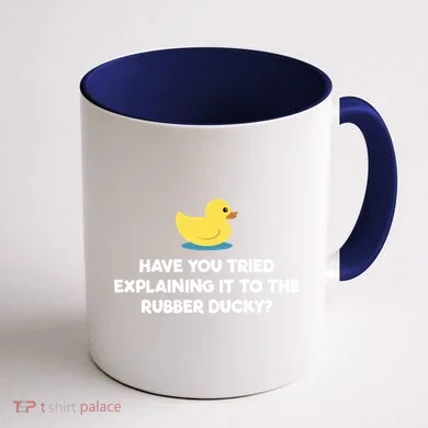 Rubber Duck Debugging Funny Explaining Programmer Coder Gift Coffee Mug back