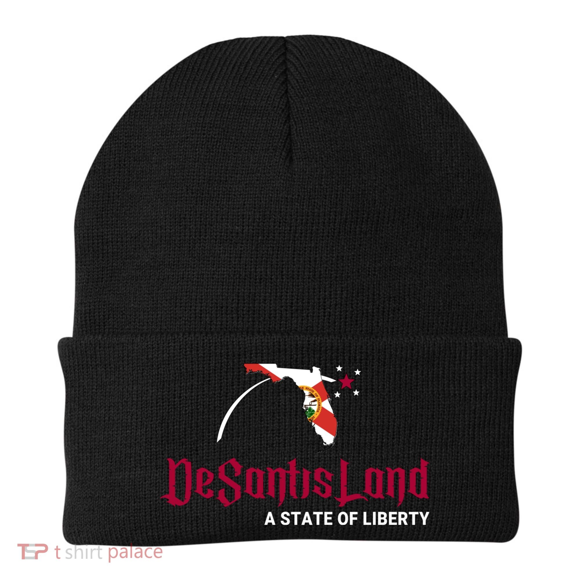 Ron Desantis DeSantisLand State Of Liberty Florida Map FL Flag Patriotic Beanie