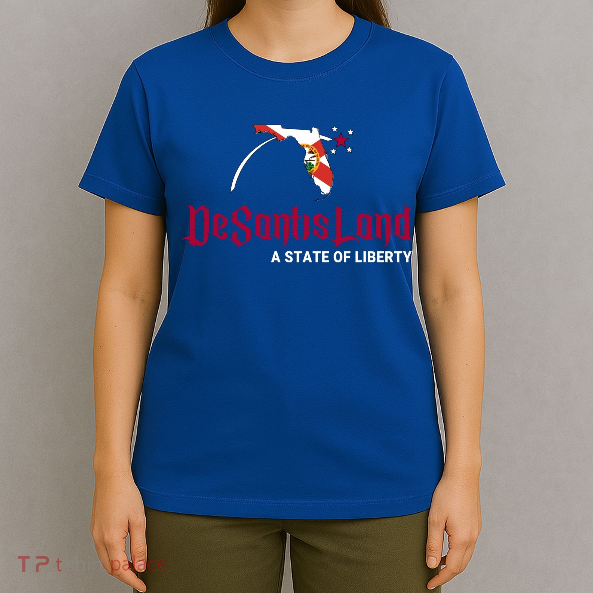 Ron Desantis DeSantisLand State Of Liberty Florida Map FL Flag Patriotic T-Shirt