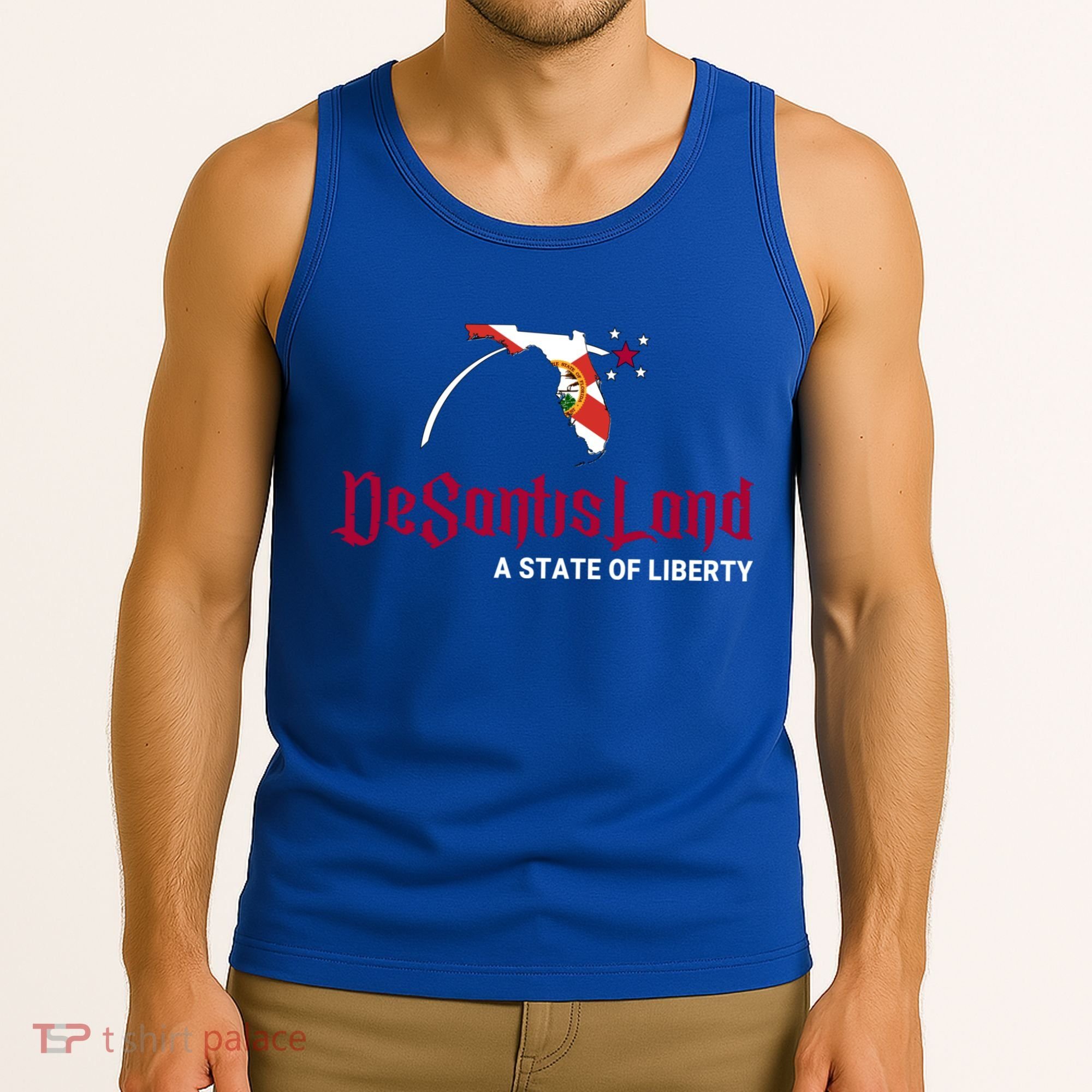 Ron Desantis DeSantisLand State Of Liberty Florida Map FL Flag Patriotic Tank Top