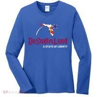 Ron Desantis DeSantisLand State Of Liberty Florida Map FL Flag Patriotic Women's Long Sleeve Shirt thumb 0