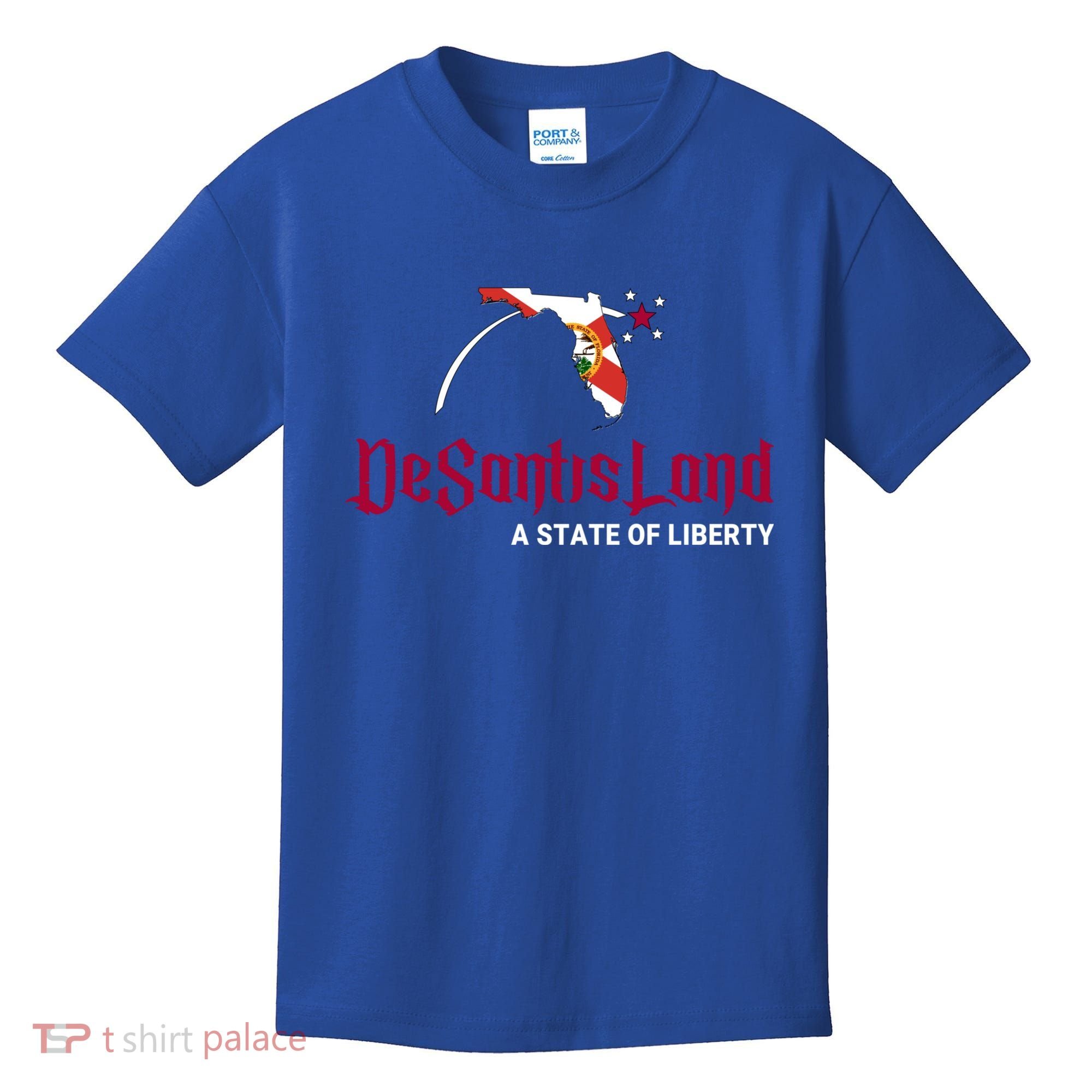 Ron Desantis DeSantisLand State Of Liberty Florida Map FL Flag Patriotic Kids T-Shirt
