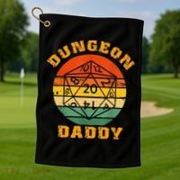 Retro Dungeon Daddy For Father Fathers Day Golf Towel thumb 1