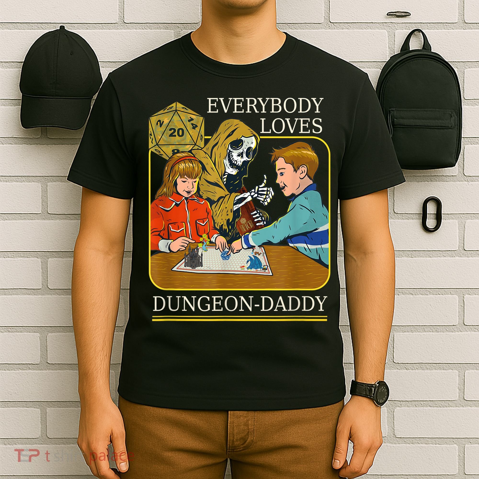 RPG D20 Dice Dungeon-Daddy Fantasy Pen and Paper Boardgame T-Shirt