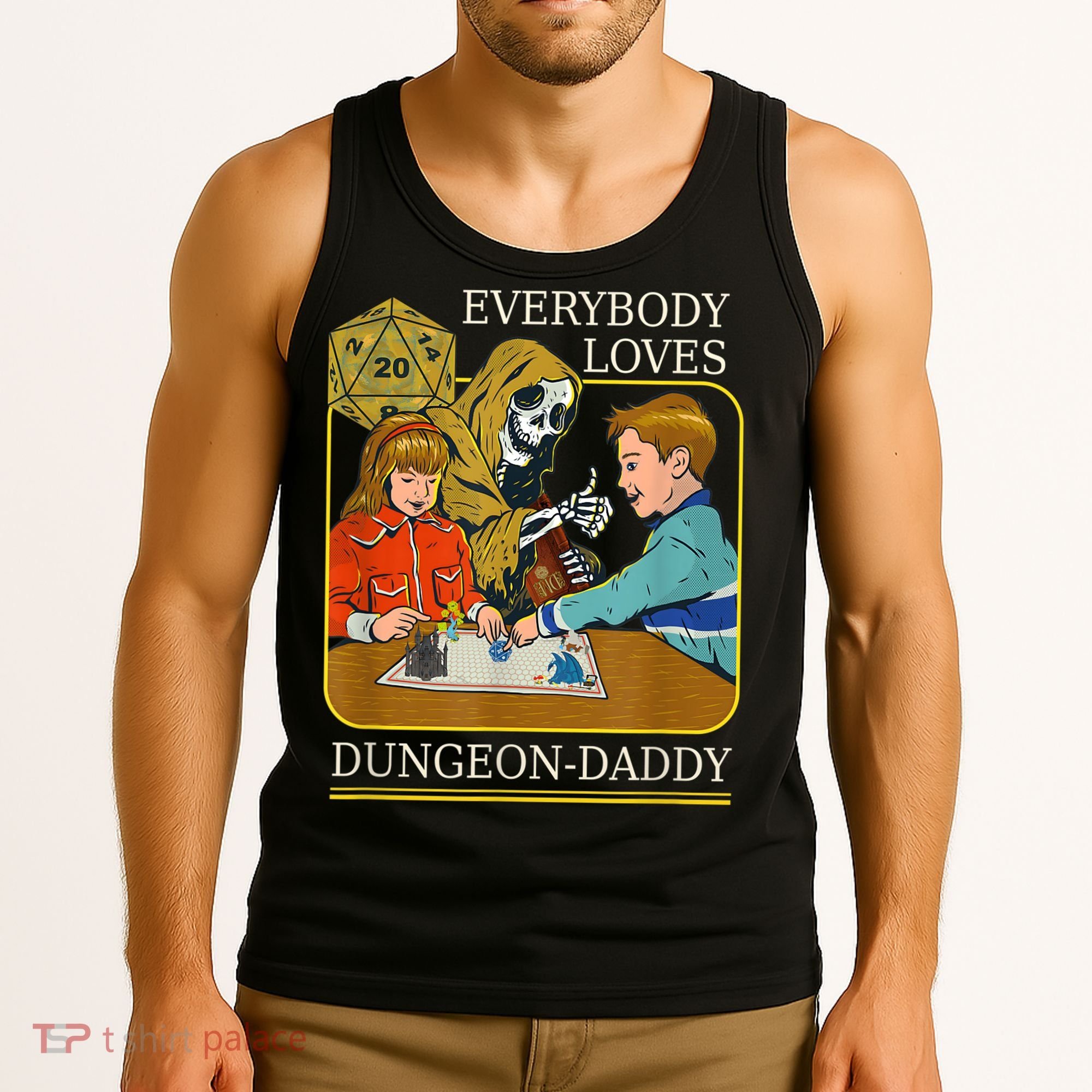 RPG D20 Dice Dungeon-Daddy Fantasy Pen and Paper Boardgame Tank Top