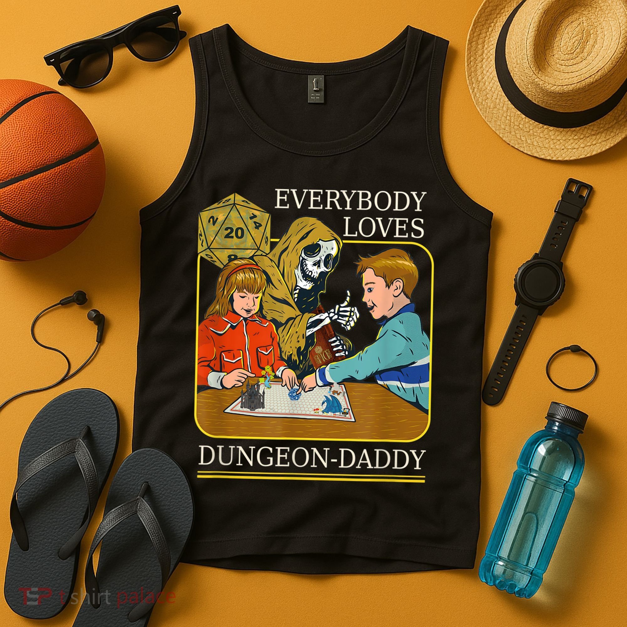 RPG D20 Dice Dungeon-Daddy Fantasy Pen and Paper Boardgame Tank Top