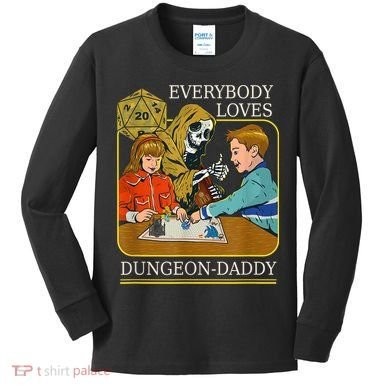 RPG D20 Dice Dungeon-Daddy Fantasy Pen and Paper Boardgame Kids Long Sleeve Shirt